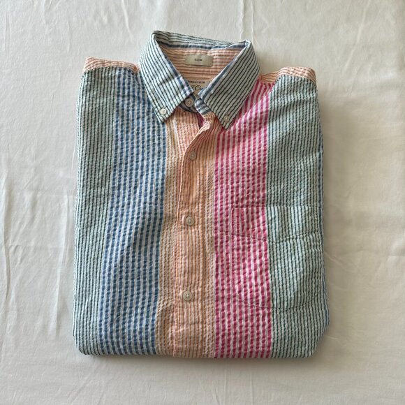 JCrew Multi Color Seersucker Button Down - Picture 1 of 3